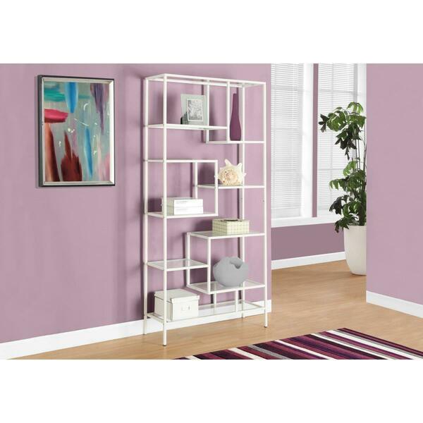 Gfancy Fixtures 72 in. White Metal & Tempered Glass Bookcase GF3092649
